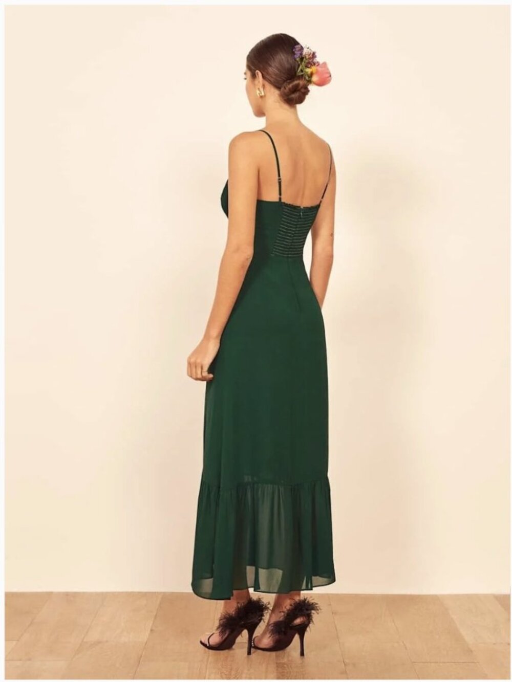 Reformation Emersyn Dress, Emerald, Size 0, NWT - Picture 3 of 8